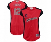 Women's Cleveland Indians #12 Francisco Lindor Authentic Red American League 2019 Baseball All-Star Jersey