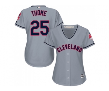 Women's Cleveland Indians #25 Jim Thome Grey Road Stitched MLB Jersey