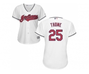 Women's Cleveland Indians #25 Jim Thome White HomeStitched MLB Jersey