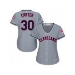 Women's Cleveland Indians #30 Joe Carter Grey Road Stitched MLB Jersey