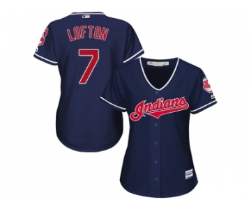 Women's Cleveland Indians #7 Kenny Lofton Navy Blue Alternate Stitched MLB Jersey