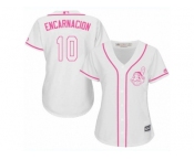 Women's Majestic Cleveland Indians #10 Edwin Encarnacion Authentic White Fashion Cool Base MLB Jersey