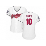 Women's Majestic Cleveland Indians #10 Yan Gomes Authentic White Home 2016 World Series Bound Cool Base MLB Jersey