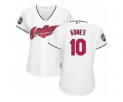 Women's Majestic Cleveland Indians #10 Yan Gomes Authentic White Home 2016 World Series Bound Cool Base MLB Jersey