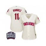 Women's Majestic Cleveland Indians #11 Jose Ramirez Authentic Cream Alternate 2 2016 World Series Bound Cool Base MLB Jersey