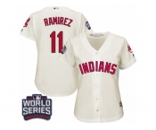 Women's Majestic Cleveland Indians #11 Jose Ramirez Authentic Cream Alternate 2 2016 World Series Bound Cool Base MLB Jersey