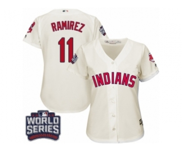 Women's Majestic Cleveland Indians #11 Jose Ramirez Authentic Cream Alternate 2 2016 World Series Bound Cool Base MLB Jersey