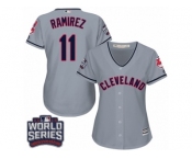 Women's Majestic Cleveland Indians #11 Jose Ramirez Authentic Grey Road 2016 World Series Bound Cool Base MLB Jersey