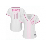 Women's Majestic Cleveland Indians #11 Jose Ramirez Authentic White Fashion Cool Base MLB Jersey