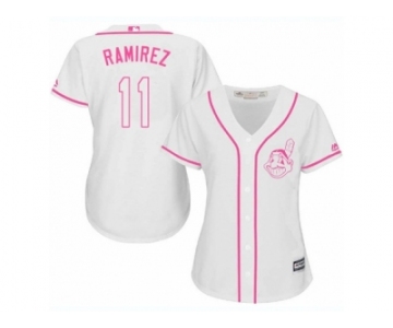 Women's Majestic Cleveland Indians #11 Jose Ramirez Authentic White Fashion Cool Base MLB Jersey