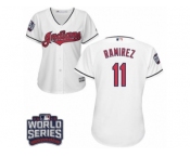 Women's Majestic Cleveland Indians #11 Jose Ramirez Authentic White Home 2016 World Series Bound Cool Base MLB Jersey