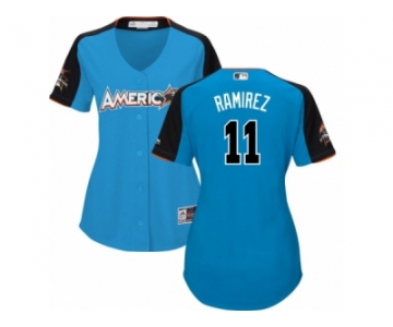 Women's Majestic Cleveland Indians #11 Jose Ramirez Replica Blue American League 2017 MLB All-Star MLB Jersey