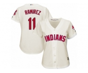 Women's Majestic Cleveland Indians #11 Jose Ramirez Replica Cream Alternate 2 Cool Base MLB Jersey