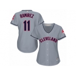 Women's Majestic Cleveland Indians #11 Jose Ramirez Replica Grey Road Cool Base MLB Jersey