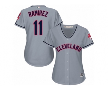 Women's Majestic Cleveland Indians #11 Jose Ramirez Replica Grey Road Cool Base MLB Jersey