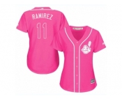 Women's Majestic Cleveland Indians #11 Jose Ramirez Replica Pink Fashion Cool Base MLB Jersey