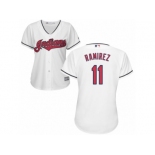 Women's Majestic Cleveland Indians #11 Jose Ramirez Replica White Home Cool Base MLB Jersey