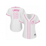 Women's Majestic Cleveland Indians #12 Francisco Lindor Authentic White Fashion Cool Base MLB Jersey