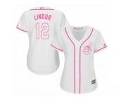 Women's Majestic Cleveland Indians #12 Francisco Lindor Authentic White Fashion Cool Base MLB Jersey