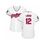 Women's Majestic Cleveland Indians #12 Francisco Lindor Authentic White Home 2016 World Series Bound Cool Base MLB Jersey