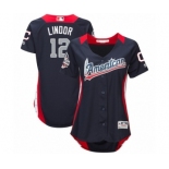 Women's Majestic Cleveland Indians #12 Francisco Lindor Game Navy Blue American League 2018 MLB All-Star MLB Jersey