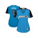 Women's Majestic Cleveland Indians #12 Francisco Lindor Replica Blue American League 2017 MLB All-Star MLB Jersey