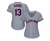 Women's Majestic Cleveland Indians #13 Omar Vizquel Authentic Grey Road Cool Base MLB Jersey