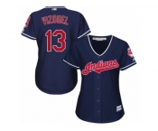 Women's Majestic Cleveland Indians #13 Omar Vizquel Authentic Navy Blue Alternate 1 Cool Base MLB Jersey