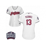 Women's Majestic Cleveland Indians #13 Omar Vizquel Authentic White Home 2016 World Series Bound Cool Base MLB Jersey