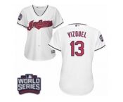 Women's Majestic Cleveland Indians #13 Omar Vizquel Authentic White Home 2016 World Series Bound Cool Base MLB Jersey