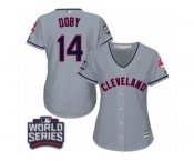 Women's Majestic Cleveland Indians #14 Larry Doby Authentic Grey Road 2016 World Series Bound Cool Base MLB Jersey