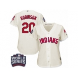 Women's Majestic Cleveland Indians #20 Eddie Robinson Authentic Cream Alternate 2 2016 World Series Bound Cool Base MLB Jersey