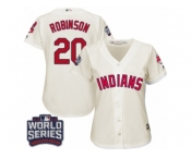 Women's Majestic Cleveland Indians #20 Eddie Robinson Authentic Cream Alternate 2 2016 World Series Bound Cool Base MLB Jersey