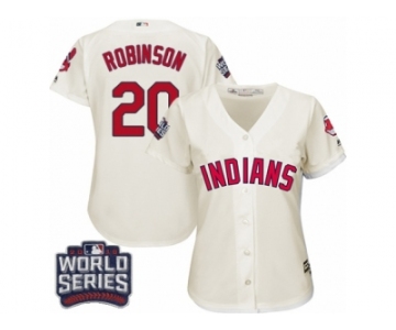 Women's Majestic Cleveland Indians #20 Eddie Robinson Authentic Cream Alternate 2 2016 World Series Bound Cool Base MLB Jersey