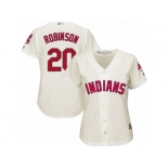 Women's Majestic Cleveland Indians #20 Eddie Robinson Authentic Cream Alternate 2 Cool Base MLB Jersey