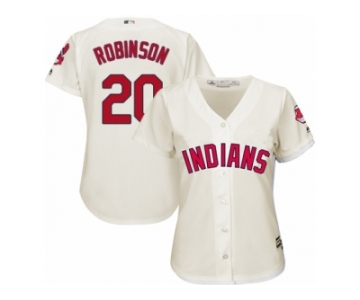 Women's Majestic Cleveland Indians #20 Eddie Robinson Authentic Cream Alternate 2 Cool Base MLB Jersey