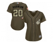 Women's Majestic Cleveland Indians #20 Eddie Robinson Authentic Green Salute to Service MLB Jersey