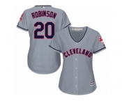 Women's Majestic Cleveland Indians #20 Eddie Robinson Authentic Grey Road Cool Base MLB Jersey