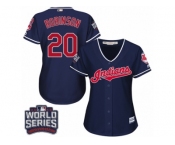 Women's Majestic Cleveland Indians #20 Eddie Robinson Authentic Navy Blue Alternate 1 2016 World Series Bound Cool Base MLB Jersey