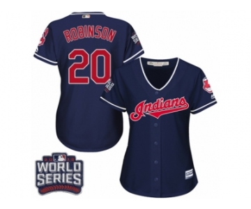 Women's Majestic Cleveland Indians #20 Eddie Robinson Authentic Navy Blue Alternate 1 2016 World Series Bound Cool Base MLB Jersey