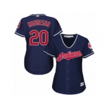 Women's Majestic Cleveland Indians #20 Eddie Robinson Authentic Navy Blue Alternate 1 Cool Base MLB Jersey