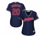 Women's Majestic Cleveland Indians #20 Eddie Robinson Authentic Navy Blue Alternate 1 Cool Base MLB Jersey