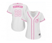 Women's Majestic Cleveland Indians #20 Eddie Robinson Authentic White Fashion Cool Base MLB Jersey