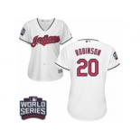 Women's Majestic Cleveland Indians #20 Eddie Robinson Authentic White Home 2016 World Series Bound Cool Base MLB Jersey