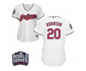 Women's Majestic Cleveland Indians #20 Eddie Robinson Authentic White Home 2016 World Series Bound Cool Base MLB Jersey