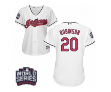 Women's Majestic Cleveland Indians #20 Eddie Robinson Authentic White Home 2016 World Series Bound Cool Base MLB Jersey