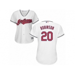 Women's Majestic Cleveland Indians #20 Eddie Robinson Authentic White Home Cool Base MLB Jersey