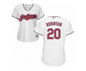 Women's Majestic Cleveland Indians #20 Eddie Robinson Authentic White Home Cool Base MLB Jersey