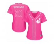 Women's Majestic Cleveland Indians #20 Eddie Robinson Replica Pink Fashion Cool Base MLB Jersey