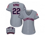 Women's Majestic Cleveland Indians #22 Jason Kipnis Authentic Grey Road 2016 World Series Bound Cool Base MLB Jersey